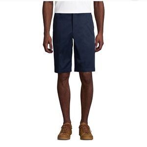 Land’s End Long Plain Front Blend Chino Shorts In Classic Navy